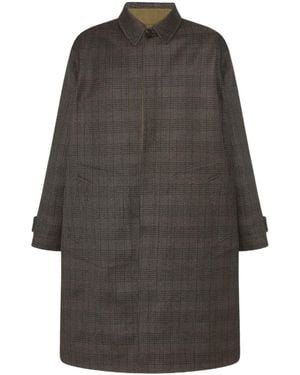 The Row Wool-Silk Check Coat - Grey