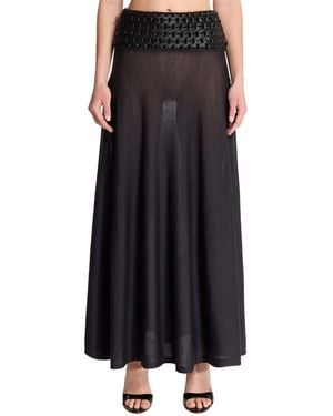 Alaïa Long Thin Knit Skirt - Black