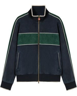 CASABLANCA Monogram-Pattern Suede Sport Jacket - Blue