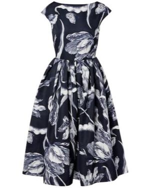 Erdem Floral Cotton-Blend Faille Midi Dress - Blue