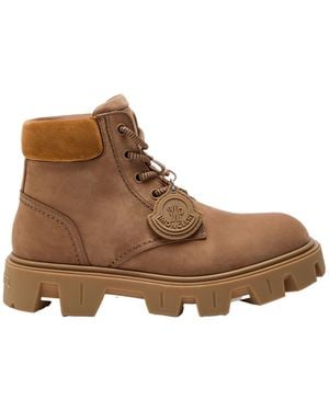 Moncler Leather Ankle Boots - Brown