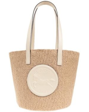 Chloé Chloé Logo Detailed Large Tote Bag - White