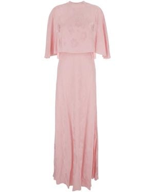 forte_forte Embroidered Cape Maxi Dress - Pink