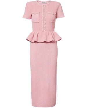 Self-Portrait Draped Knit Midi Dress - Pink