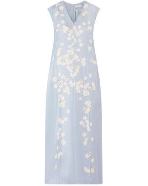 Altuzarra Floral-Print Silk-Twill Midi Dress - White