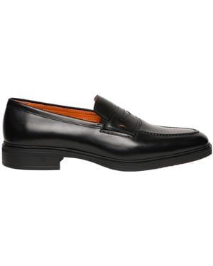 Santoni Easy Leather Loafers - Black