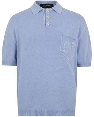 DSquared² Shortsleeve Knit Polo Shirt - Blue