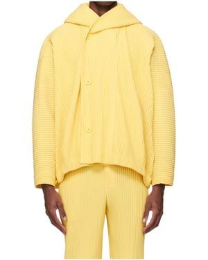 Homme Plissé Issey Miyake Pleated Hooded Casual Jacket - Yellow