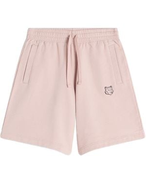 Maison Kitsuné Maison Kitsuné Bold Fox Head Patch Drawstring Shorts - Pink