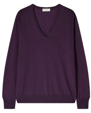 Dries Van Noten Tuomas V-Neck Knitted Jumper - Purple