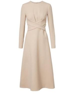 Emilia Wickstead Elta Wool Crepe Midi Dress - Natural
