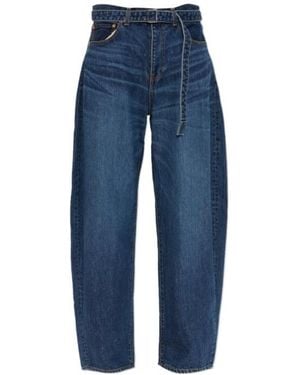 Sacai Belted Wide-Leg Jeans - Blue