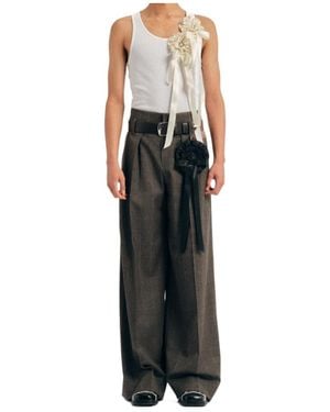 Simone Rocha Peeling Waist Wide Leg Trousers - Black