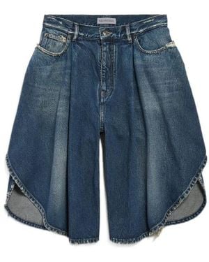 Balenciaga Tulipano Distressed Bermuda Shorts - Blue