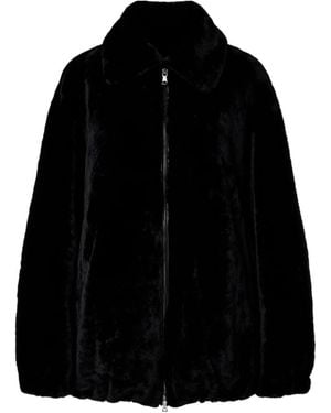 Nour Hammour Plush Shearling Jacket - Black