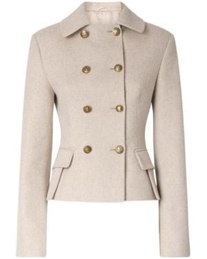 Ermanno Scervino Tailored Double-Breasted Fitted Jacket With Heraldic Buttons - Natural