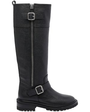 Via Roma 15 Buckled Round-Toe Boots - Black