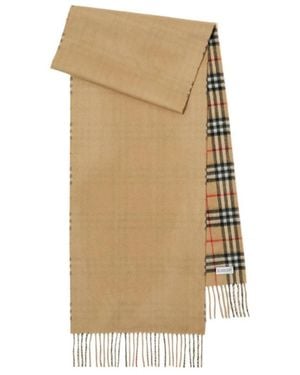 Burberry Checked Fringed-Edge Scarf - Natural