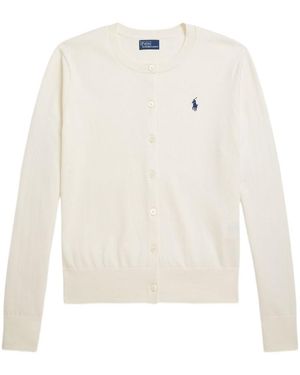 Polo Ralph Lauren Embroidered Logo Cardigan - White