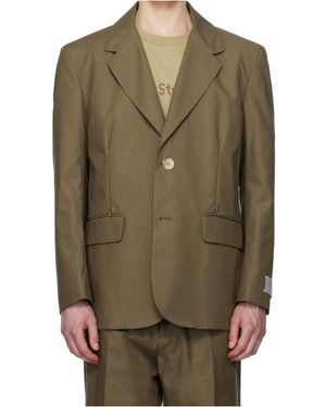 RANRA Writer Gabardine Tailored Suit Jacket - Green