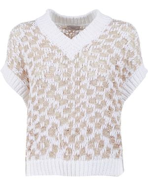 Peserico Knitted V-Neck Vest - White