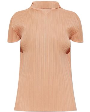Pleats Please Issey Miyake Pleated High-Neck Blouse - Pink