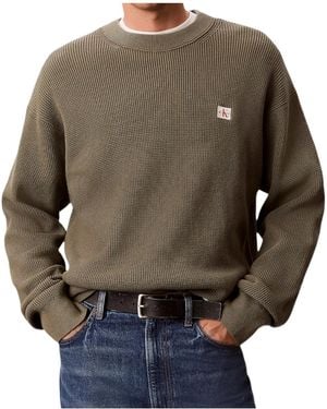 Calvin Klein Cotton Waffle Knit Jumper - Grey