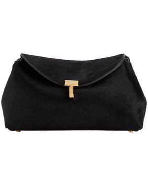 TOTEME T-Lock Mini Horsehair Clutch - Black