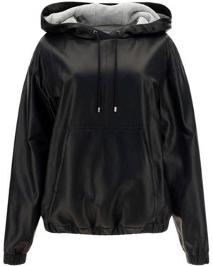 Saint Laurent Leather Hooded Jacket - Black