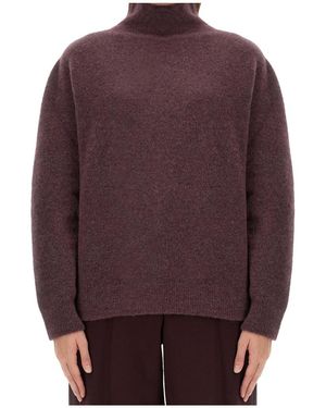 Alysi High-Neck Knitted Sweater - Purple
