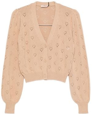 Twinset Heart-Patterned Knit Cardigan - Natural