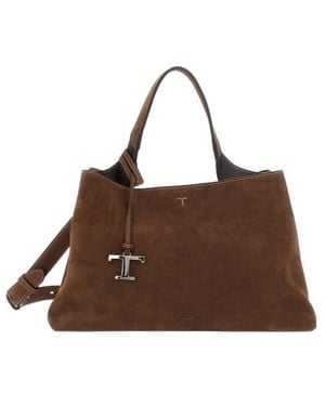 Tod's T-Plaque Top Handle Bag - Brown