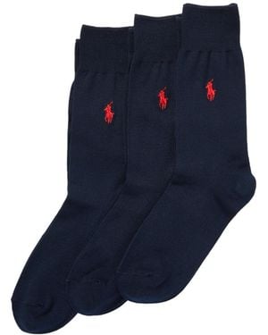 Polo Ralph Lauren 3 Pairs Of Cotton Mid-Calf Socks - Blue
