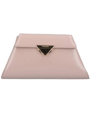 Prada Logo-Buckle Leather Shoulder Bag - Pink