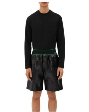 Bottega Veneta Logo Round Collar Long-Sleeved T-Shirt - Black