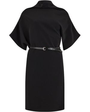 P.A.R.O.S.H. P.A.R.O..H. Phedra Belted Midi Dress - Black
