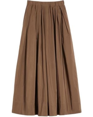 Max Mara Cotton-Blend Pleated Maxi Skirt - Brown