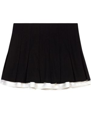 Maje Dual-Material Pleated Skort - Black