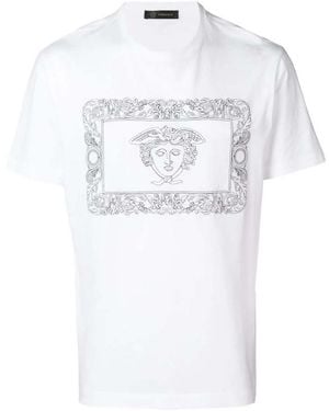 Versace 'Medusa' Pattern Embroidered T-Shirt - White