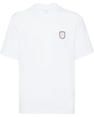 Brunello Cucinelli Logo Patch Crewneck T-Shirt - White