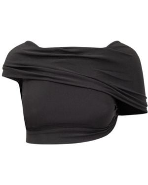 CASABLANCA Crepe Draped Crop Top - Black