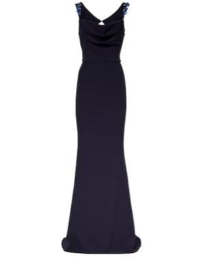 Safiyaa Melina Embellished Crêpe Gown - Blue