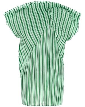 Issey Miyake Generic Stripes Short-Sleeved Top - Green
