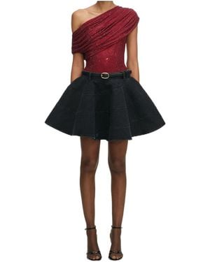 Self-Portrait Belted Flared Mini Skirt