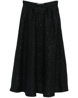 Alessandra Rich Sequin-Embellished Pleated Skirt - Black