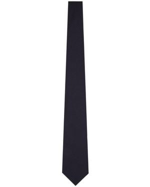 Emporio Armani Monogram-Jacquard Pointed Tip Tie - Blue