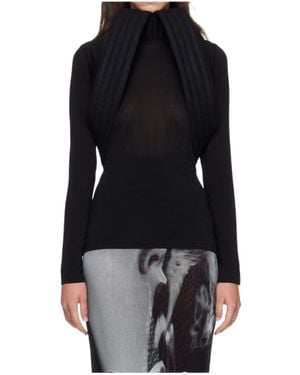 Jean Paul Gaultier Long-Sleeve High-Neck Top - Black