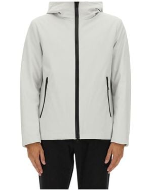 Woolrich Hooded Jacket With Long Sleeves And Pockets - Grey