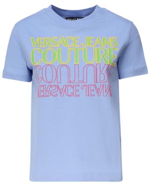 Versace Jeans Couture Couture Logo Printed Crewneck T-Shirt - Blue