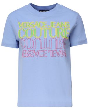 Versace Jeans Couture Couture Logo Printed Crewneck T-Shirt - Blue